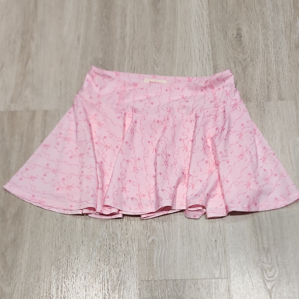 Peach Love California Light Pink Floral Skater Skirt Skort